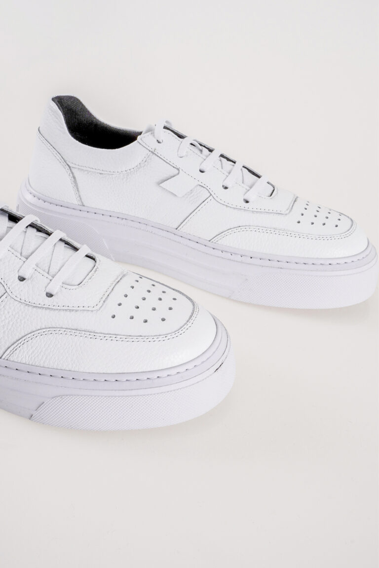 Hakiki Deri Erkek Sneaker Beyaz Kalın Tabanlı Spor Ayakkabı - Görsel 3