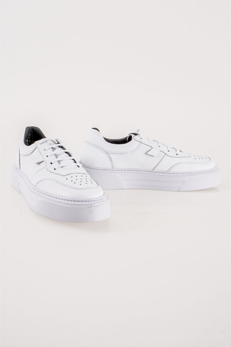 Hakiki Deri Erkek Sneaker Beyaz Kalın Tabanlı Spor Ayakkabı - Görsel 2