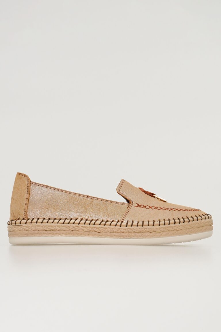 Hakiki Deri Kadın Espadril Casual Ayakkabı Bağcıksız