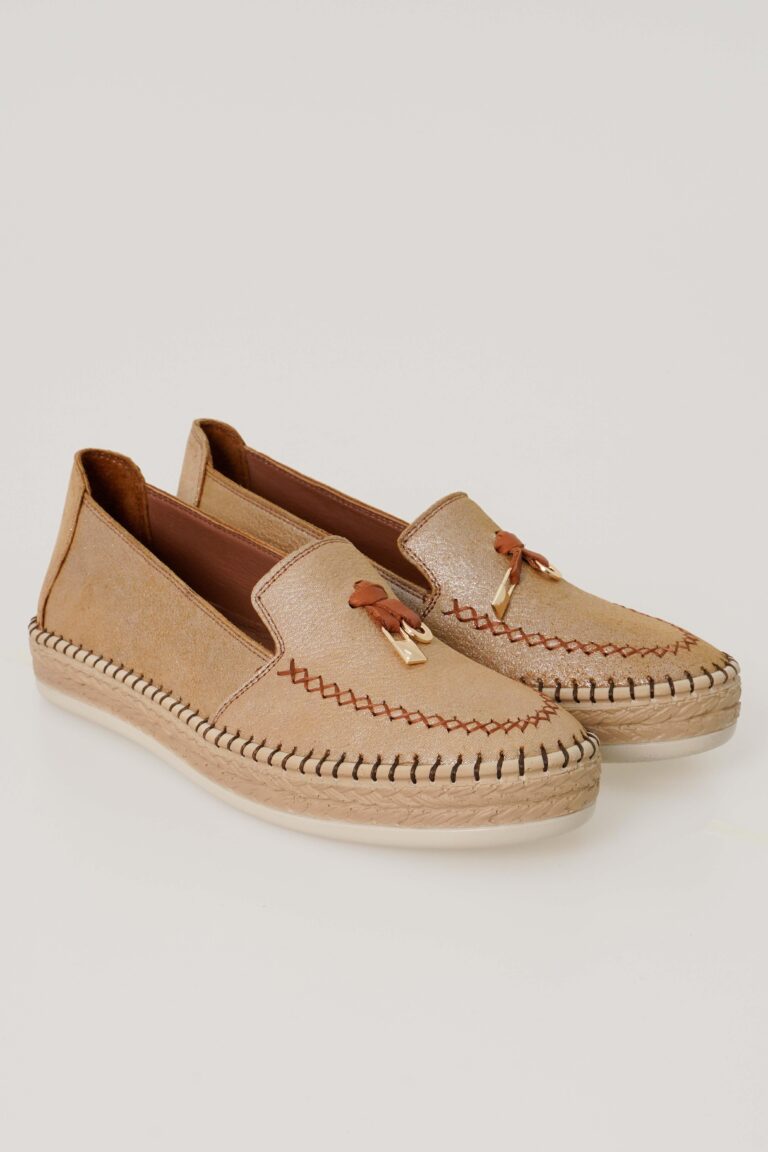Hakiki Deri Kadın Espadril Casual Ayakkabı Bağcıksız - Görsel 2