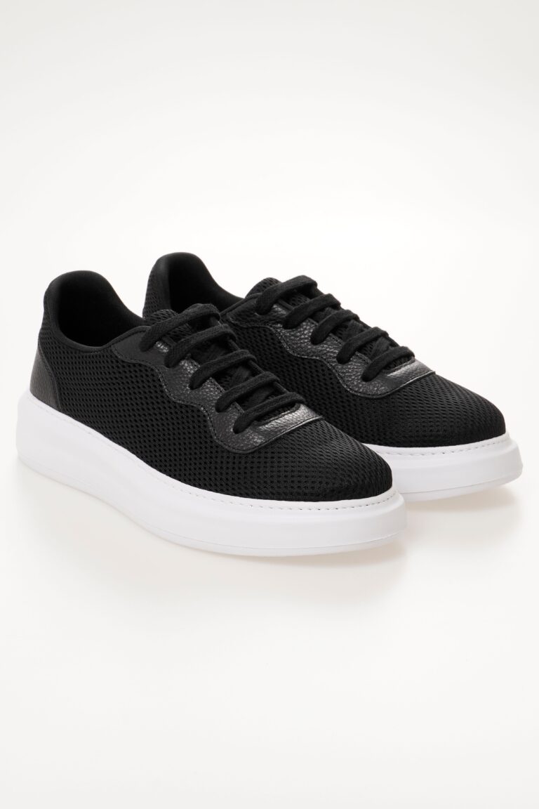 Hakiki Deri Erkek Fileli Sneaker Spor Ayakkabı Bağcıklı - Görsel 2