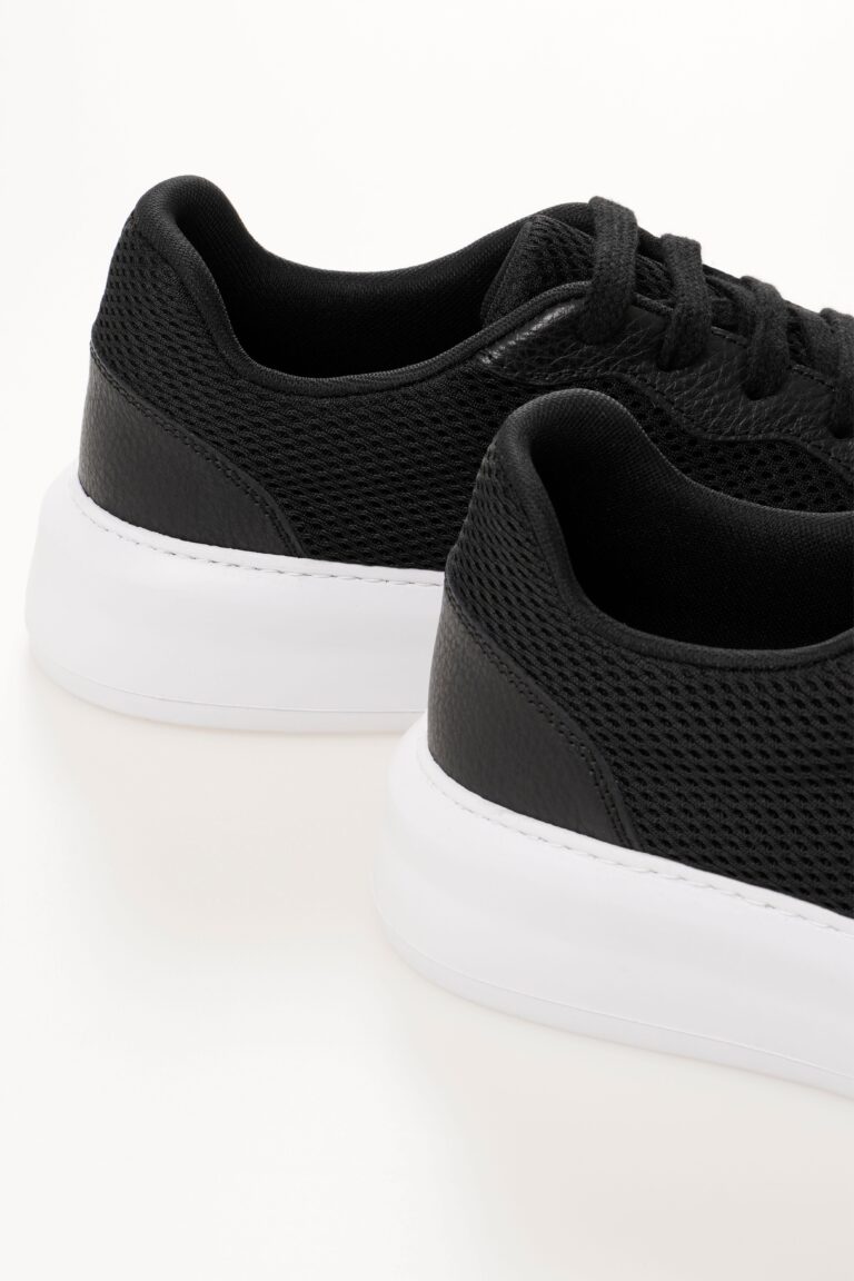 Hakiki Deri Erkek Fileli Sneaker Spor Ayakkabı Bağcıklı - Görsel 4