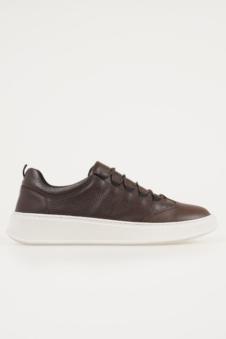 Hakiki Deri Erkek Sneaker Kalın Tabanlı Bağcıklı Casual Ayakkabı