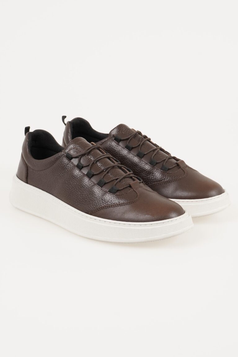 Hakiki Deri Erkek Sneaker Kalın Tabanlı Bağcıklı Casual Ayakkabı - Görsel 2