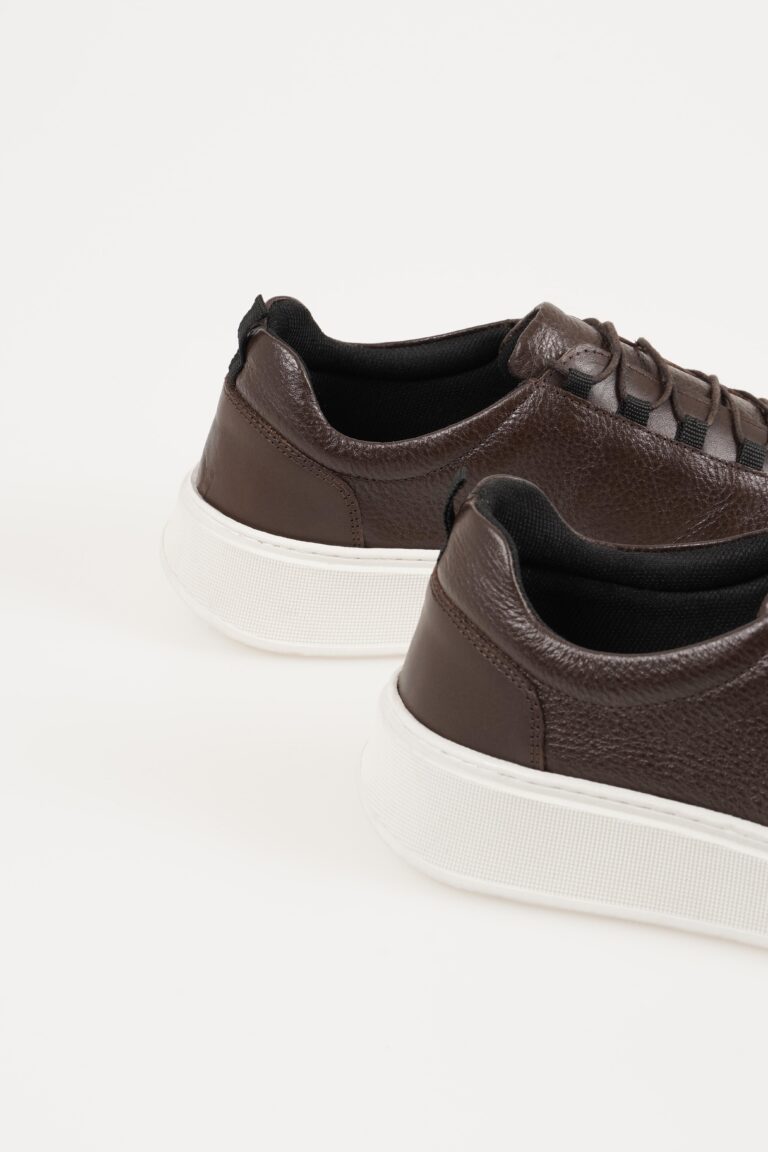 Hakiki Deri Erkek Sneaker Kalın Tabanlı Bağcıklı Casual Ayakkabı - Görsel 4
