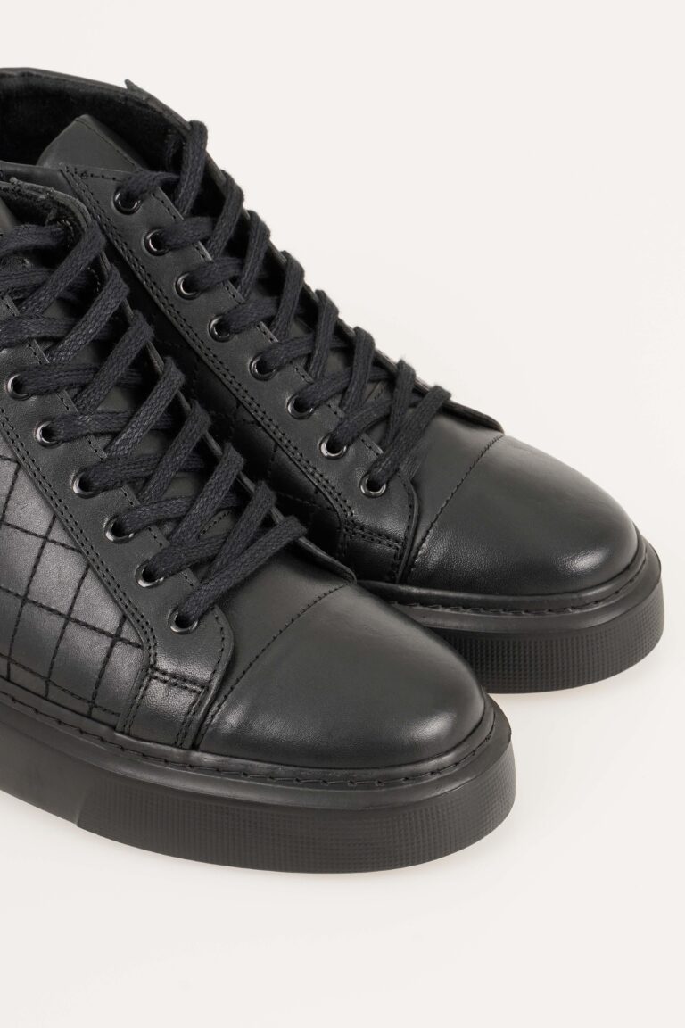 Hakiki Deri Erkek Sneaker Bot Bağcıklı Fermuarlı Kapitone Desenli - Görsel 3