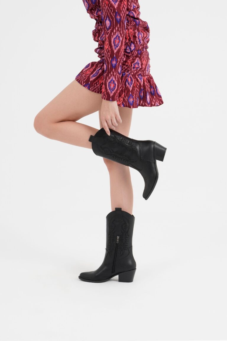 Kadın Topuklu Kovboy Çizme Uzun Cowgirl Bot - Görsel 5