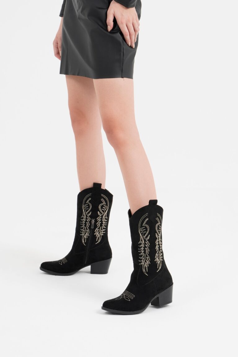 Kadın Topuklu Kovboy Çizme Uzun Cowgirl Bot - Görsel 3